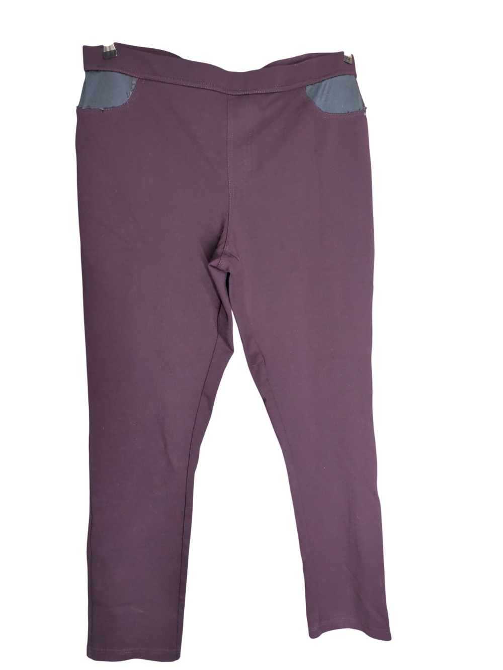 DKNY Plum Leggings with Gray Pocket Accents